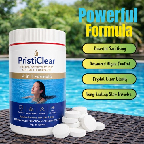 PristiClear Multifunction Chlorine Tablets 1kg – 4 in 1 Formula Chlorine Tablets 2