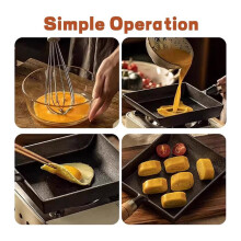Cast Iron Tamagoyaki Pan, Japanese Egg Omelette Pan, Rectangular Breakfast Sandwich Frying Pan with Wooden Handle