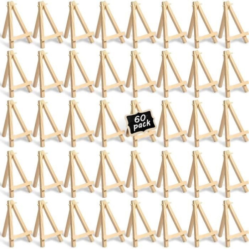 Mini wooden easel - YSTP - 60 pieces - 7x12.5 cm - Triangular - Durable material