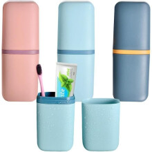 3-Piece Travel Toothbrush Case, Plastic Toothbrush Holder, Portable Washing Cup Holder, Brush Cup