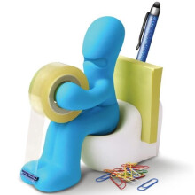Tape Dispenser - Fun - Blue - Includes: Tape, Paper Clips, Pen - Practical and Funny