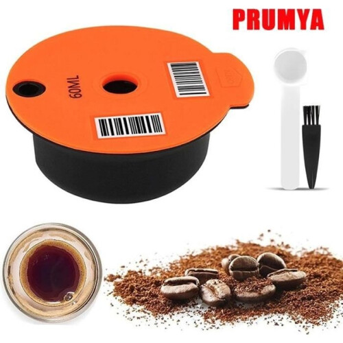 Coffee filter - PRUMYA - Reusable PP - 60ml - Compatible with Bosch Tassimo - Includes cleaning brush
