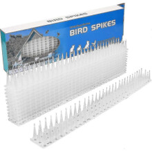 5 Meter Pigeon Spikes, 3 Rows Plastic Pigeon Repellent Bird Repellent Crow Repeller Cat Repellent for Balcony, Fences And Roof - Pack Of 12 (white)