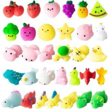 32 Pieces Kawaii Mochi Squishy Toys - Mini Squishies Soft Squeeze Toy - Cute Animal Fruit Stress Relief Toy - Random Style