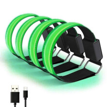 LED Reflective Armband - SURENHAP - Pack of 4 - USB Rechargeable - Adjustable - Green