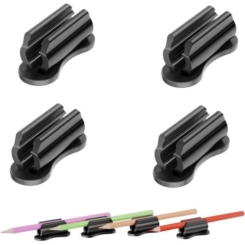 Pen Holder - 4 pieces - Adhesive Silicone - Black - Durable and Robust