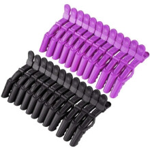 24PCS Plastic Crocodile Hair Clips with Non-Slip Handle and Wide Teeth for Women, Black and Purple