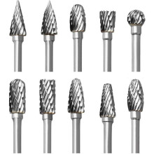 10-Piece Carbide Rotary Router Bit Set, Double-Cut Cutters for Dremel, Accessories with Shank, Wood Carving PZCC