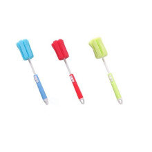 Sponge and foam brushes with long adjustable handles for cleaning baby bottles, glasses and cups (random color)