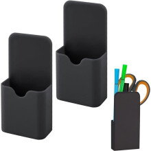 Magnetic marker holder, size S – Pencil pot, magnetic organizer for office supplies, refrigerator (black)