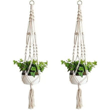 2 Pieces Macrame Plant Hanger Rope - Hanging Flower Pot Holder - Indoor Outdoor Garden Decoration