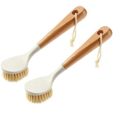 Kitchen Dish Brush, Long Handle Dish Brush, WOVTE 2-Piece Sisal Cleaning Brush Set
