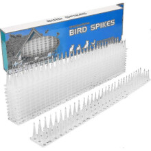 5 Meter Pigeon Spikes, 3 Rows Plastic Pigeon Repellent Bird Repellent Crow Repeller Cat Repellent Compatible Balcony, Fences And Roof - Pack Of 12 (wh