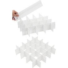 16-Piece Adjustable Drawer Dividers, Organizer for Underwear, Socks, Makeup, Office Supplies, Bla Label