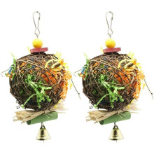2 Natural Bird Chew Toys with Shredded Paper Hanging Toy for Parrot PZCC