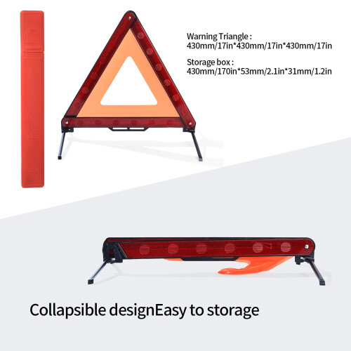LJHOME 2 Pcs Car Emergency Warning Triangle and 2 Pcs Reflective 1