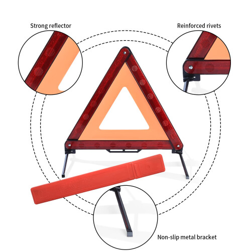 LJHOME 2 Pcs Car Emergency Warning Triangle and 2 Pcs Reflective 2