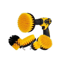4-Piece Cleaning Brush Set, Brush for Drill, Car, Carpet, Bathtub, Kitchen, Tiles, Toilet, Yellow