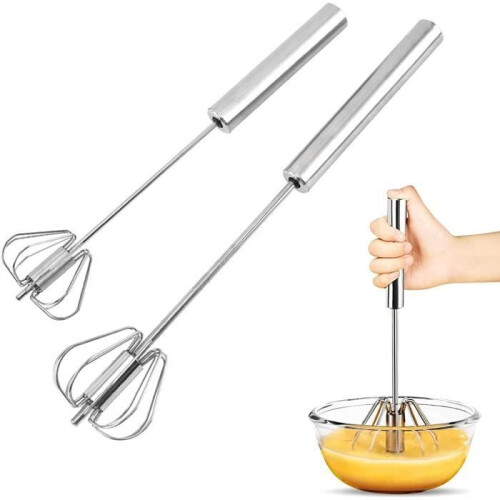 Egg Whisk - Stainless Steel - 2 pcs - Manual/Semi-automatic - Dishwasher Safe