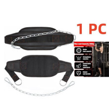 Men's Weightlifting Belt, Neoprene Weightlifting Belt with Steel Chain and 2 Carabiners, Weighted Dip Belt