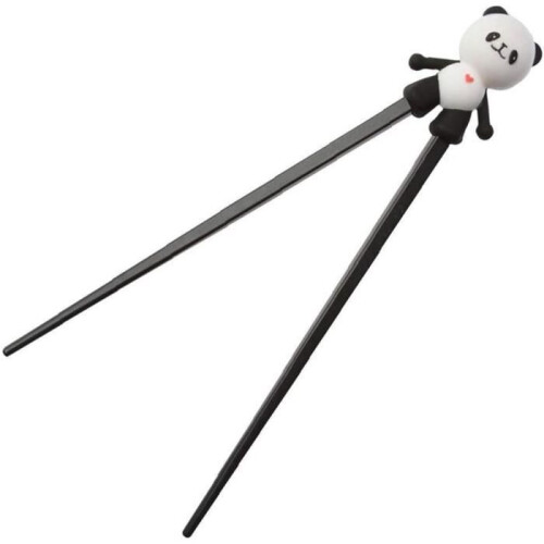 Chopsticks, 1 pair Cute Plastic Chic Panda Chopsticks with Silicone Training Aid Connector