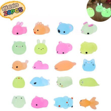 Squishy Toys, Kawaii Mochi, Mini Squishies, Squeeze Toy - Light-Up - 20 Pieces - Multicolor - Animal Shapes (Random Style) - For Children