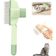 Cat and Dog Brush, Self-Cleaning Dog Brush with Trigger Button (Green)