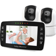 Draadloze babyfoon 2,4 GHz met afstandsbediening, PTZ-functie, automatische infrarood nachtzicht en tweewegcommunicatie, inclusief 2 ca