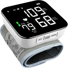 Tlakomer na zápästie pre domáce použitie, veľký LED displej, automatická manžeta na meranie krvného tlaku, nabíjateľný, pamäť 2 x 90 na