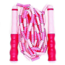 Cuerda para saltar ajustable con cuentas suaves para fitness, cuerda para saltar sin enredos con mango segmentado rosa