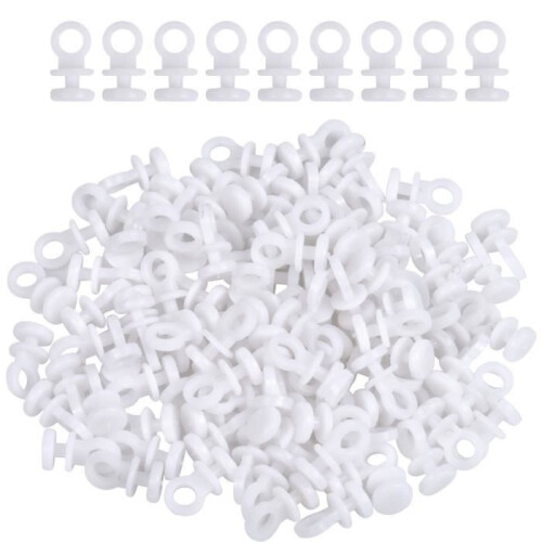 Curtain hook - JOYAN - 100PCS - White Plastic - Diameter 9mm - Length 17.3mm