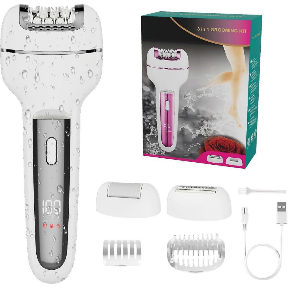 3-in-1 Epilator for Women, Body Hair Removal Device, Painless Hair Removal for Legs, Armpits and Bikini Line, Cordless E