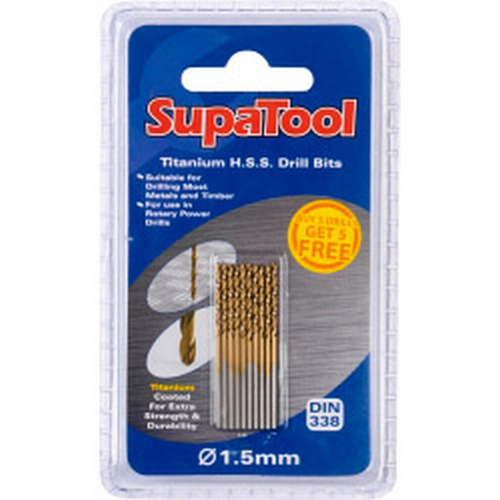 (2.5 X 57Mm, Gold) Supatool Titanium Coated Hss Drill Bits (Pack Of 10) 5059444384356