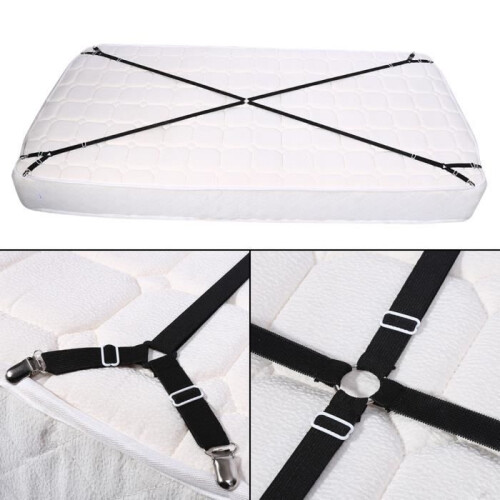 Sheet fasteners, loop straps, anti-slip triangle clips, clips for securing sheets, black cross pattern