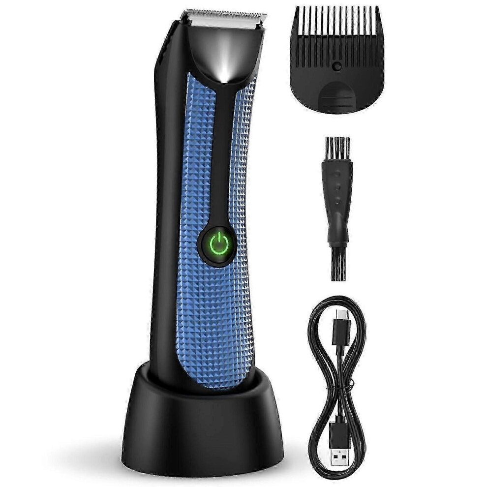Men's Body Hair Trimmer, Electric Groin Hair Trimmer with Ceramic Blade Head, Wet and Dry Shaver for Intimate Grooming