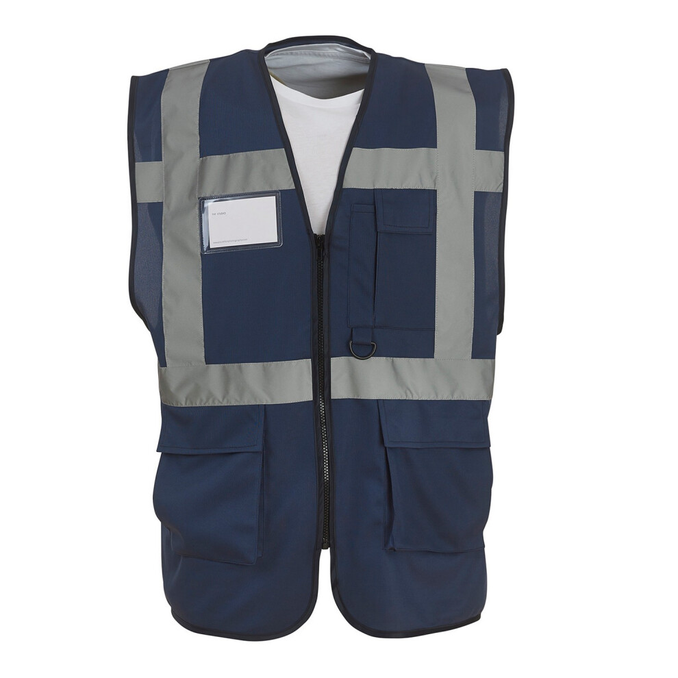 (3Xl, Navy) Yoko Unisex Adult Executive Hi-Vis Waistcoat 5063527725134