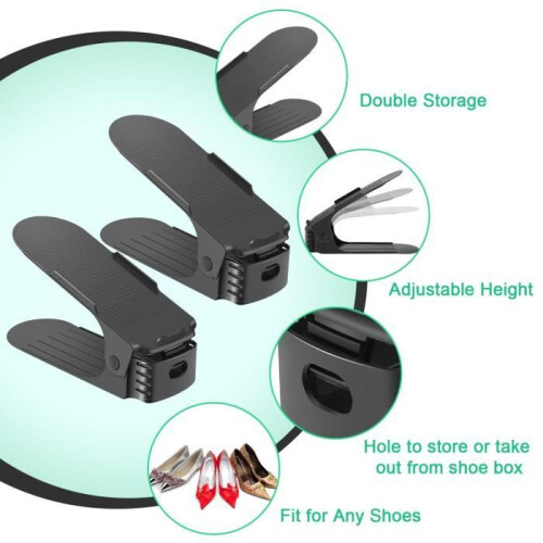 Adjustable Shoe Storage Racks, Space Saving Plastic Shoe Organizers, Half Space Design, Set of 8 1