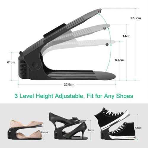 Adjustable Shoe Storage Racks, Space Saving Plastic Shoe Organizers, Half Space Design, Set of 8 2