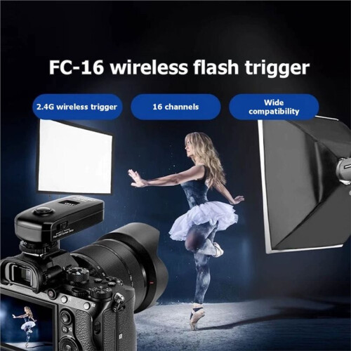 FC-16 2.4G Wireless Camera Shutter Studio Flash Trigger with Dual Receivers for  DSLR Mirrorless Cameras 2