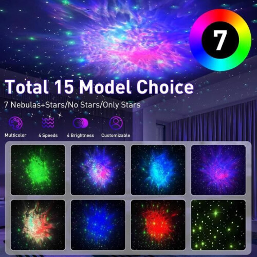 Dolphin Starry Sky Projector, 15 Lighting Modes, Remote Control, Aesthetic Kids Room Decor 1