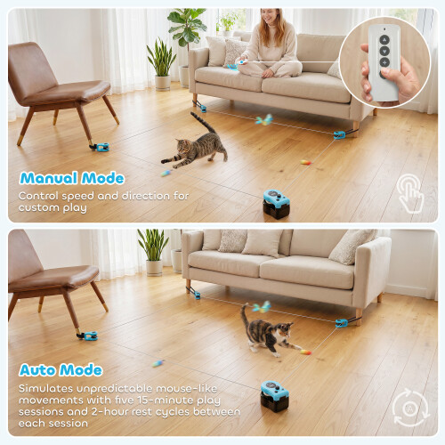 PawHut PawHut Automatic & Remote Control Interactive Cat Toy DIY Track Mouse Sound 2
