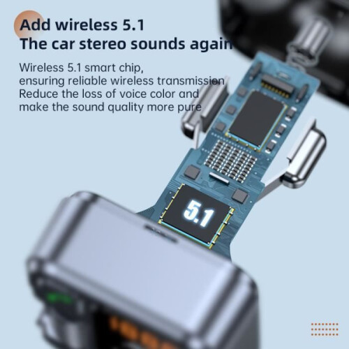 Bluetooth 5.1 FM Transmitter with 2.4A Charger, PD 30W, Hands Free Calling, Car Adapter 2