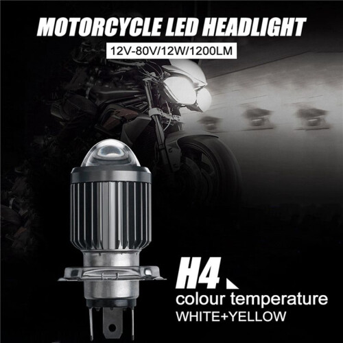4X H4 LED Spotlight Small Light Bulb LED Motorcycle Modified Headlight Integrated Two-Color Headlight Accessories 2