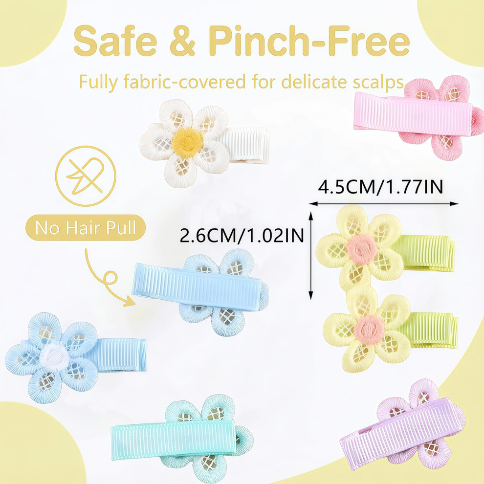 Cosyhav 12Pcs Lovely Flowers Baby Hair Clips Fully Fabric Covered Hair