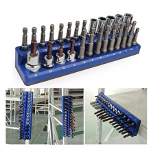 2 Stück Blaue Magnetische Steckschlüssel-Aufbewahrungsständer 1/4 Zoll Kunststoff-Steckschlüssel-Displayhalter-Set Professioneller Organizer für