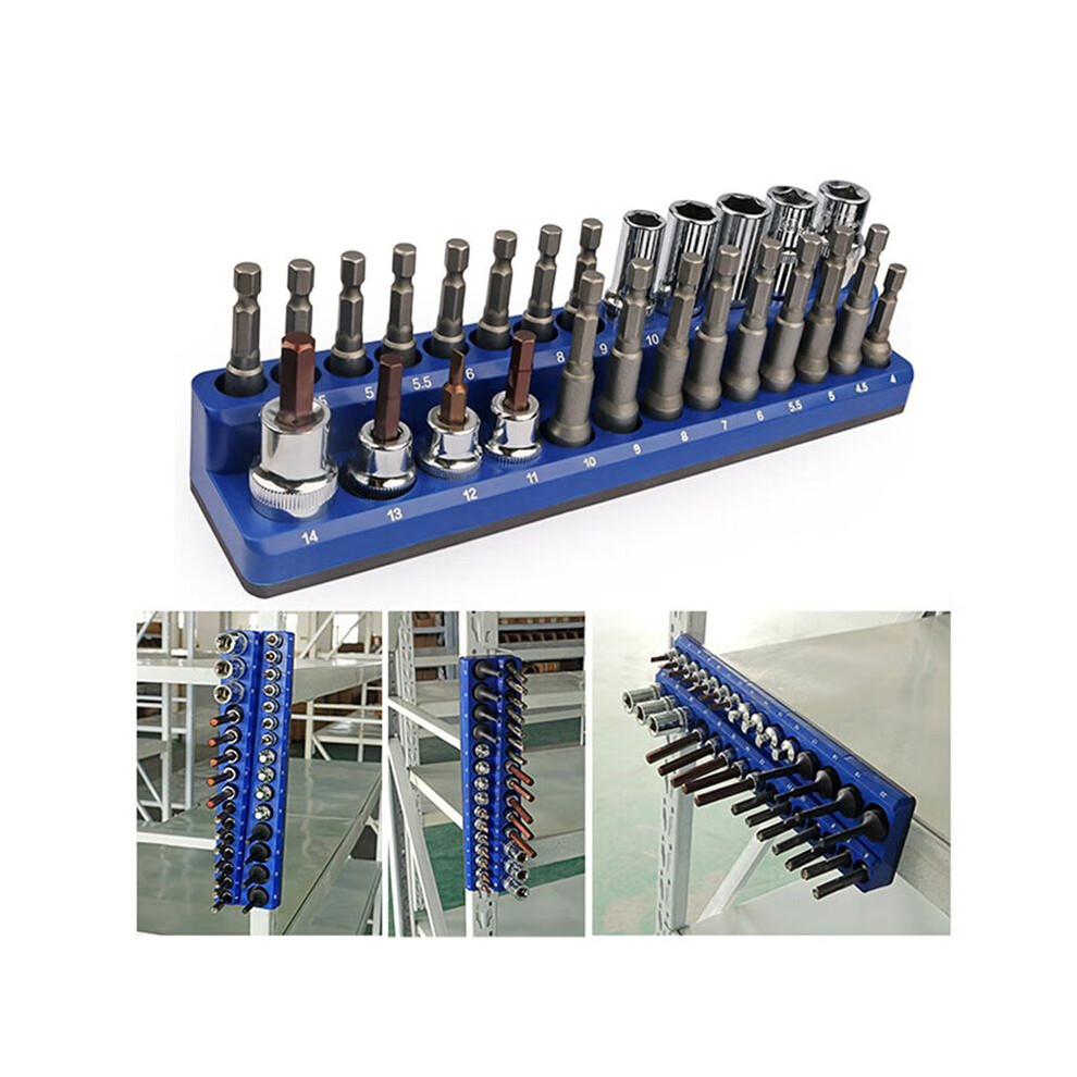 2 Pcs Magnetic Sockets Storage Rack 1/4 Inch Plastic Socket Display Holder Kit Professional Metric Tools Organizer 4712902373965