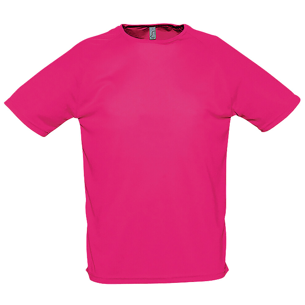 Sols (S, Neon ) Mens Sporty Short Sleeve Performance T-Shirt Pink
