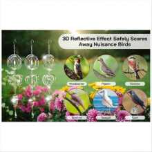 Outdoor bird deterrent reflective 3D wind rotor bird deterrent