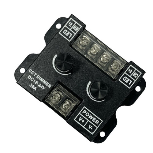 Manual Dual Knob LED Strip Dimmer , Low Voltage 3‑Wire 2‑Color Temperature Brightness CCT Tuning Controller 2