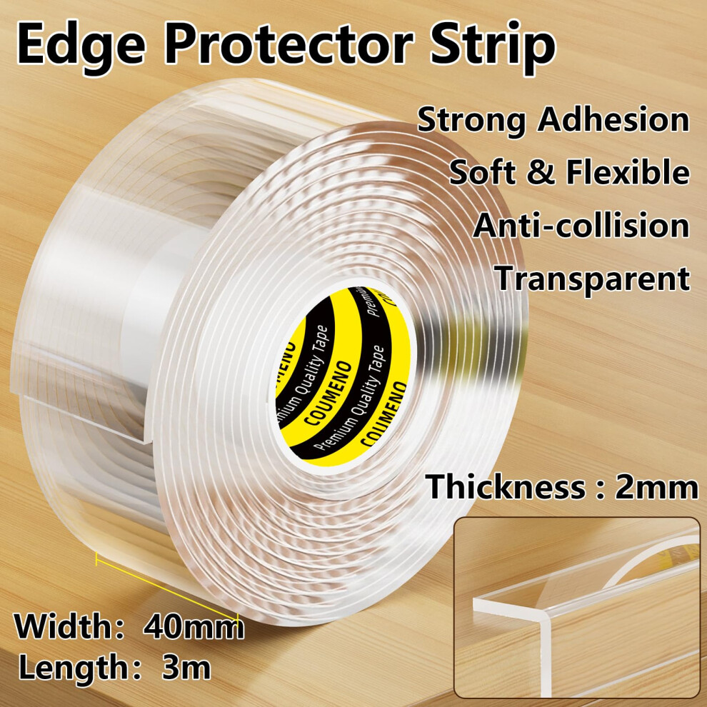 Coumeno Clear Baby Corner Protectors 40Mm X 3M 2Mm Thick Edge Protecto